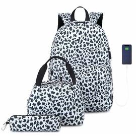 Teen Girls Backpack School Book Bag Set with Lunch Box and Pencil Case for ladies and women…Black