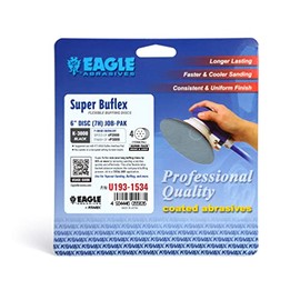 Eagle U193-1534 6 inch DRY Super Buflex Discs - 7 Holes - BLACK (K3000) - (Job-Pak) - 4 Discs/Pack