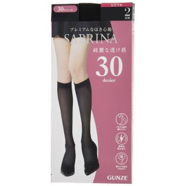 Gunze SABRINA 22-25 Women's Tights, Beautiful Sheer, Below the Knee, 30 Denier, Set of 2, Black, Black