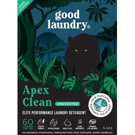Apex Clean Unscented Laundry Detergent Sheets (60 Loads) – 15x Powerful Sport Detergent, Hypoallergenic, Eco-Friendly, No Plastic Waste - Based in the USA