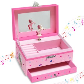 Hot Selling Paper Jewelry Music Box Wind up Custom Hand Cranked Music Box for GirlsColor: pink