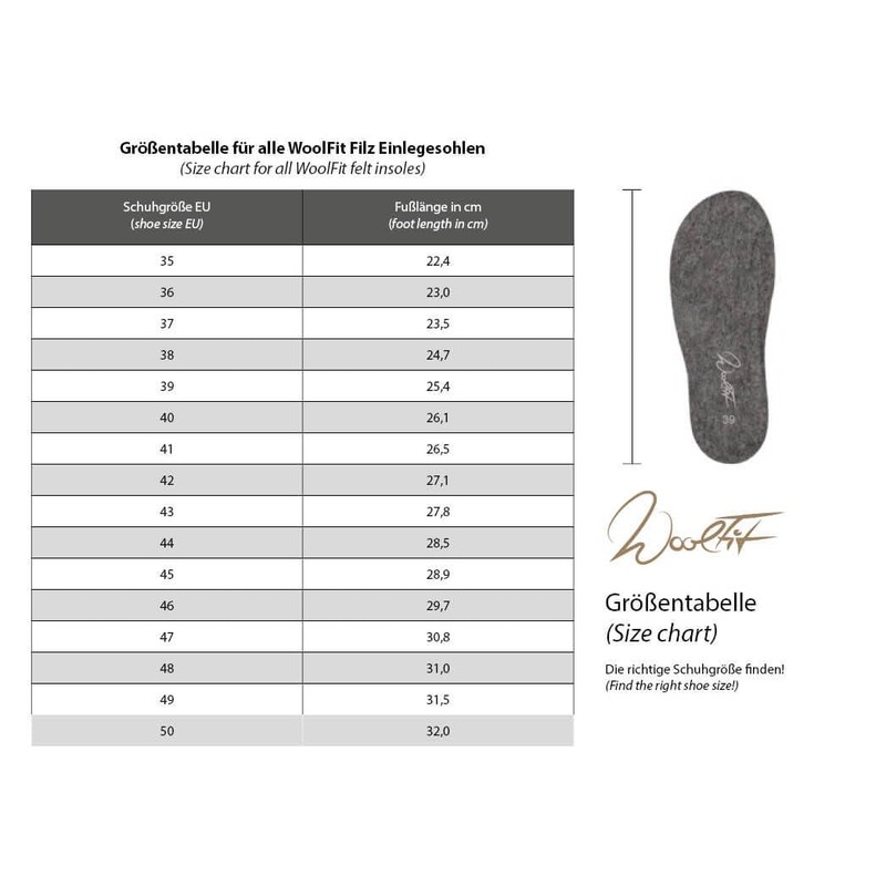 WoolFit FeelGood Footbed, Warm Felt Insoles, Hand-Stitched Colourful Insoles Made