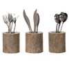 Vintiquewise Set of 3 Rustic Wooden Round Handcrafted Holder Organizer