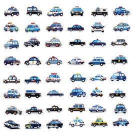 50Pcs Police Car Stickers Vehicles Vinyl Decals Party Decor Water Bottle Laptop Refrigerator Skateboard Car Helmet Sticker (Police Car)