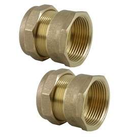 UKDD® 22mm Compression by 3/4" BSP Brass Female Iron Coupler, 22mm x 3/4" Adaptors Straight - WRAS Approved - Pack of 2