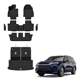 Auxko All Weather Floor Mats Cargo Mat for Lexus TX TX350 TX500h TX550h+ 7 Seats 2024 2025 with Backrest Mat Door Sill Protector(2nd Door) TPE Floor Liners Accessories Odorless Black