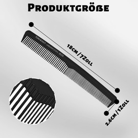 Men's Black Hair Cutting Comb with Two Teeth Widths Styling Comb Men for Hair & Beard Care Lightweight, Robust, Ideal for Precise Cutting