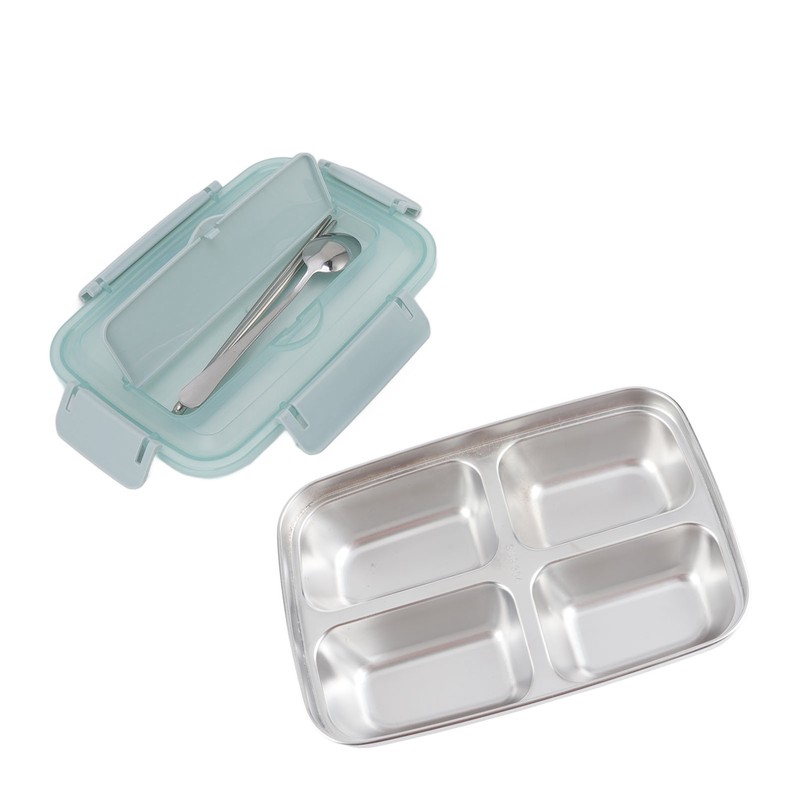 Lunch Box 4 Compartments Design 304 Stainless Steel Matching Tableware