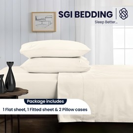 SGI bedding 600 Thread Count 100% Egyptian Cotton Full XL Sheet Set Butter – Luxury 4-Piece Super Soft Bed Sheets, Breathable Hotel-Quality Bedding, 16” Deep Fitted, Cooling, Durable & Non-Pilling