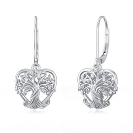 Tree of Life Earrings Sterling Silver Tree of Life Dangle Earrings French Style Leverback Earrings Mothers Day Jewellery Birthday Gifts for Women Mom Girls Wife