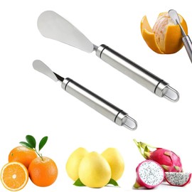 Orange Citrus Peelers 2PCS Upgraded - Stainless Steel Slicer Cutter Peeler Remover Opener Humanized Design Curved Handle Fruit Tools Kitchen Gadget