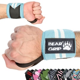 BEAR GRIP - Weight lifting wrist support wraps (Sold in pairs) (BABYBLUE)