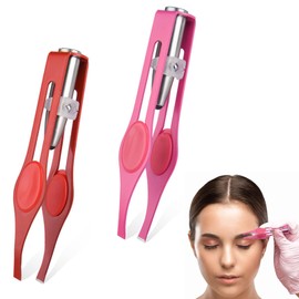 TAMUNI 2 PCS LED Tweezers, Enhanced Precision Eyebrow Tweezers with Light, Stainless Steel, Face Hair Removed Tool Good for Your Daily Beauty Routine (2 Colors)