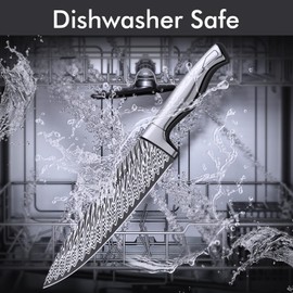 Astercook 15 Pieces Kitchen Knife Block Set with Built in Knife Sharpener, Full Tang Knives Block Set Dishwasher Safe,Silver