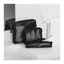 New (Set of 3) Toiletry Bags Kits for Home or Travel Unique Design in Mesh Net Construction Unisex Shaving Make up Toothbrush Cream Colon Quality