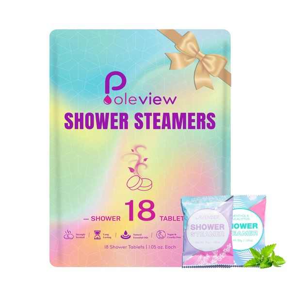Poleview Shower Steamers Aromatherapy, 18 Pack Lavender, Menthol & Eucalyptus