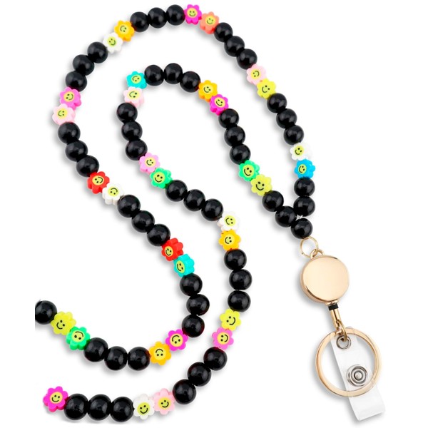 MyfavoriteK Smile Cute Teacher Lanyard for Women with Retractable ID