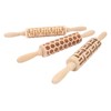 3Pcs Wooden Embossed Rolling Pin Cute Christmas Pattern Engraved Embossing