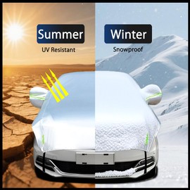 Guuffe Half Car Cover Car Cover for Sunshade Half Car Body Cover Snow Cover Waterproof Universal Silver with Cotton (SUV/MPV)