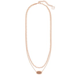 Kendra Scott Elisa Multi Strand Necklace for Women, Fashion Jewelry, 14k Rose Gold-Plated, Rose Gold Drusy