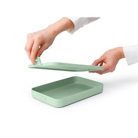 Brabantia Make & Take Flat Lunch Box (Jade Green) Convenient Size for Bags, BPA-Free, Airtight Snap Locks, Microwave & Freezer Safe, Travel Meal Prep Container