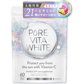 Pure Vita White Sun Protection Supplement - 30-Day Supply, 21 Beauty Support Ingredients, Vitamin C, Collagen, Placenta, and 11 Additive-Free Components