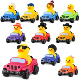 20 Pcs Rubber Ducks for Jeeps, 2.8 Inch Ducks for Jeeps, Ducks for Ducking 10 Rubber Ducks Assortment with 10 Cars, Collection Ducks for Jeeps, Birthday Valentines Class Exchange Gifts Party Favors