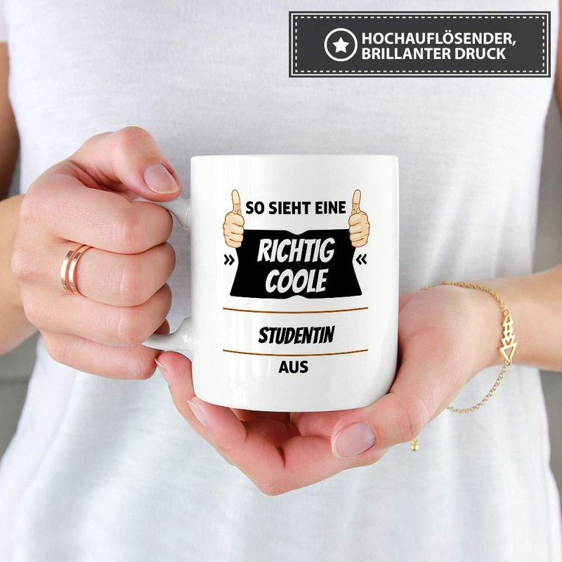 Tassendruck Berufe-Tasse so Sieht Eine Richtig Coole Studentin aus Weiss/Job/mit