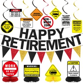 Retirement Party Decorations Men Women, Happy Retirement Banner Hanging Swirls Triangle Flag Garland Honeycomb Centerpieces Kit, Retired Party Supplies for Office Farewell Coworker Friends Family