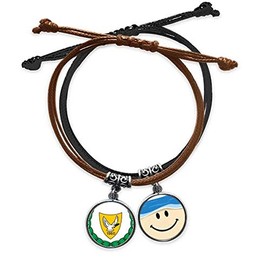 MCJS cyprus national emblem country bracelet hand chain leather sling fwristband