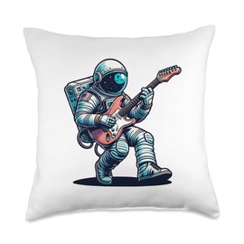 Astronaut Playing Electric Guitar Throw Pillow