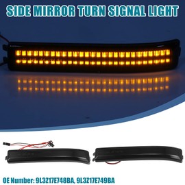 A ABSOPRO LED Side Mirror Turn Signal Light 9L3Z17E748BA for Ford F150 2009-2014 Yellow White LED Black Lens 1 Pair