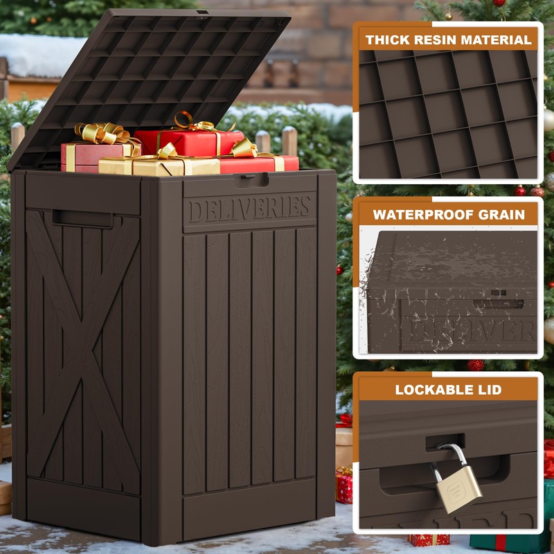 JUMMICO 52 Gallon Package Delivery Box for Outside, Resin Outdoor