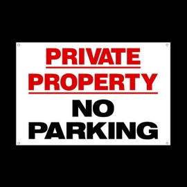 Private Property No Parking 3mm Metal Sign with 4 Pre-Drilled Holes - Private Property, Parking, Clamping, Disabled, Driveway, Do not block (MISC40)