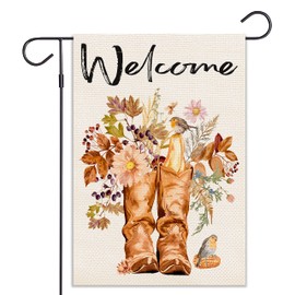 Balgardekor Welcome Boots Garden Flag Cowboys Flag Cowgirl themed garden flag decorative Flag Vertical Double Sided Flower Bird Spring Summer Autumn Fall Yard Outdoor Decor 12.5 x 18 Inches(Welcome Boots)