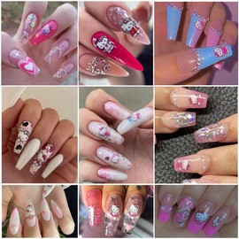 8 Sheets Cartoon Nail Stickers 3D Self-Adhesive Nail Decals Nail Art Supplies Designer Nail Stickers for Women Girls Nail Design Cute Cartoon Manicure Decoration Accessories