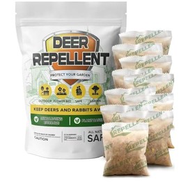 Deer Repellent, Rabbit Repellent Outdoor, Deer Deterrent for Plants, Bunny Repellant for Garden & Yard, Keep Deer, Rabbit, Elk, Hares Away, Protect Flower, Fruit & Last for 90 Days-10P
