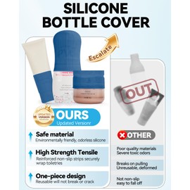 16 Pack Silicone Bottle Cover,Travel Essential for Women Men,Cruise Ship Essentials 2025,Beach Vacation Essentials,Travel Size Toiletries,Airplane Travels Accessories Elastic Sleeve for Leak Proofing