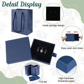 Jewellery Gift Box, Pack of 2 Jewellery Boxes, Jewellery Box with 2 Gift Bags, Jewellery Box, Small Jewellery Box for Necklace, Ring, Gifts, Display, Christmas