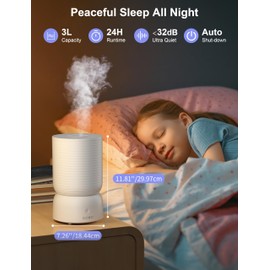 CLEVAST Smart Humidifiers for Bedroom, Top Fill 3L Cool Mist Quiet Ultrasonic Humidifier with Essential Oil Diffuser, Humidity Control, Wi-Fi Air Humidifier for Baby, Home, Compatible with Alexa