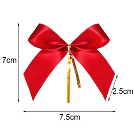 Sumind 48 Pieces Christmas Bow Mini Red Ribbon Bow Tie 3'' Wreath Ornaments for Christmas Tree Xmas Decoration