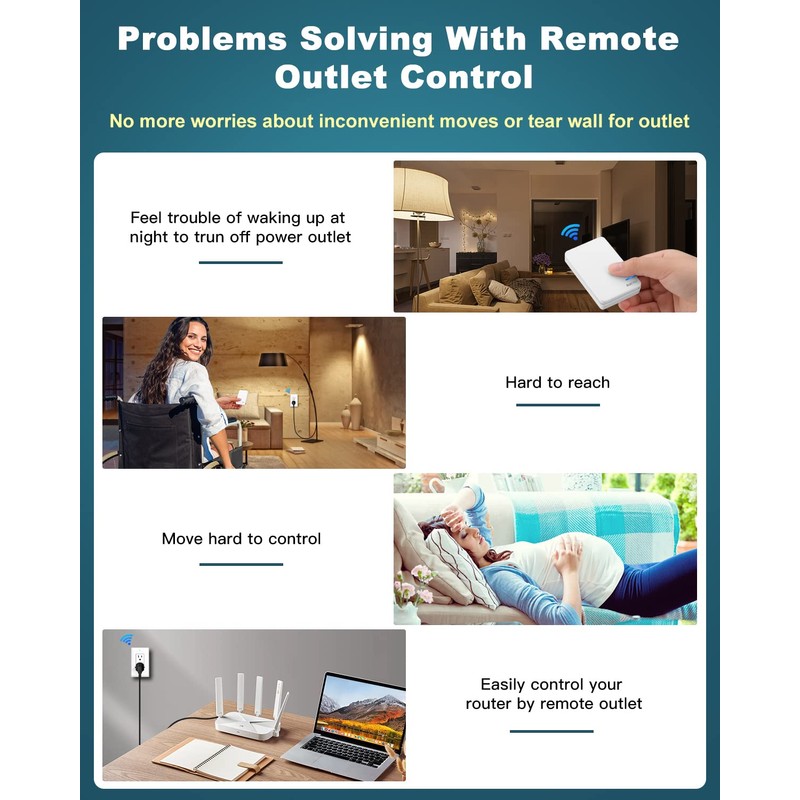 Remote Control Outlet, ELECTOP 15A/1500W Wireless Outlet Power Switch, No