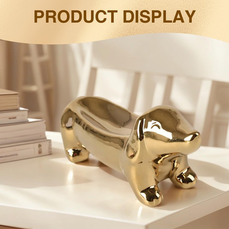 PASDUCHAS Dachshund Ring Holder, Weiner Dog Ceramic Trinket Tray for