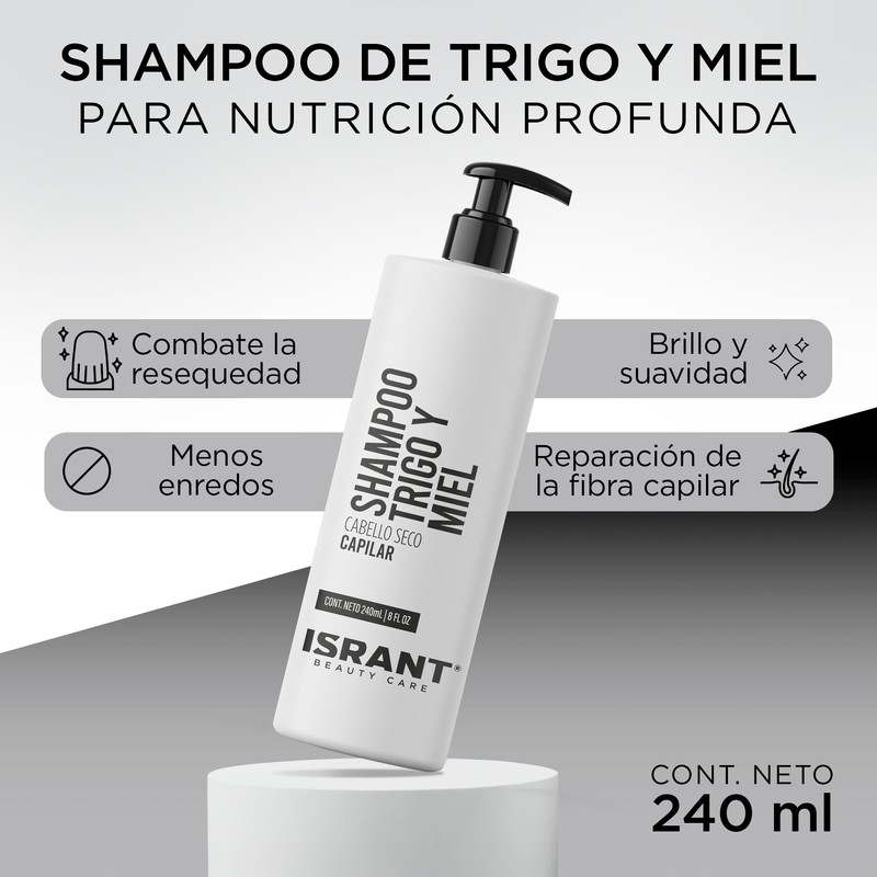 ISRANT | Shampoo Nutritivo de Trigo y Miel - Fortalece