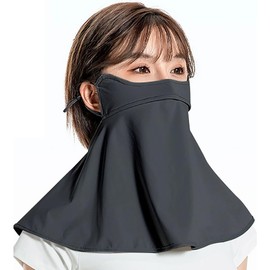 VEVE & MIKI Face Cover, Neck Guard, UPF50, Summer, Cool to Contact -5°C, Washable, Sunscreen Protection, Repeatedly, Sweat Absorbent, Quick Drying, UV Protection, Chase Cover, Black