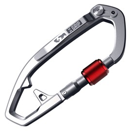 GPCA Carabiner Keychain X, Heavy Duty Carabiner for Outdoor and Daily Use, Use As Camping, Hiking and Outdoor Gear, Handy Keychain Multitool and Backpack Accessory, Stainless Steel with Red Ring