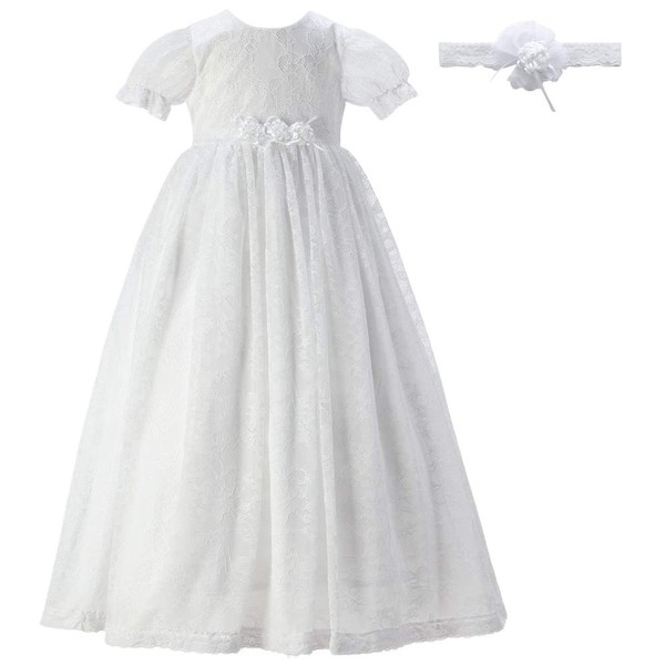 NIUBAO Baby Girls Delicate Handmade Flowers Baptism Christening Embroidered with