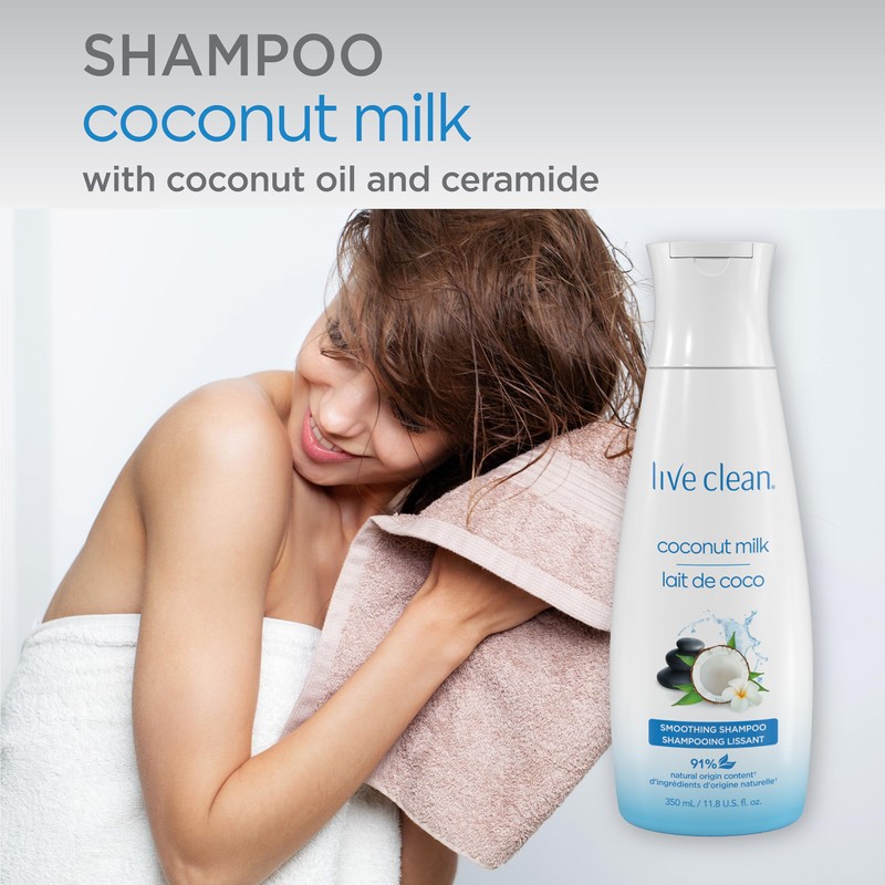 Live Clean Shampoo, Moisturizing Coconut Milk, 12 Oz