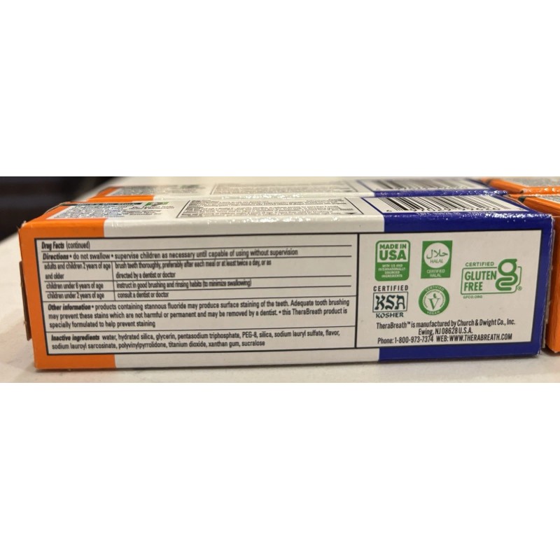 TheraBreath Healthy Gums Toothpaste Clean Mint (4) 0.7oz Each Exp