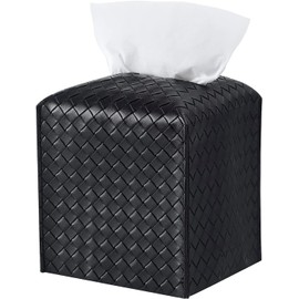 Caja de Pañuelos Cuero PU, Dispensador de Toallas Papel, Dispensador de Toallitas Sanitas, Caja Almacenamiento Pañueloscon para Dormitorio del BañO de la Oficina en el Hogar Cocina (Negro)